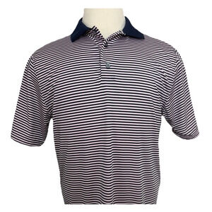FootJoy FJ Men's Golf Polo Shirt Sz Medium M Pink Navy Stripe ProDry Performance